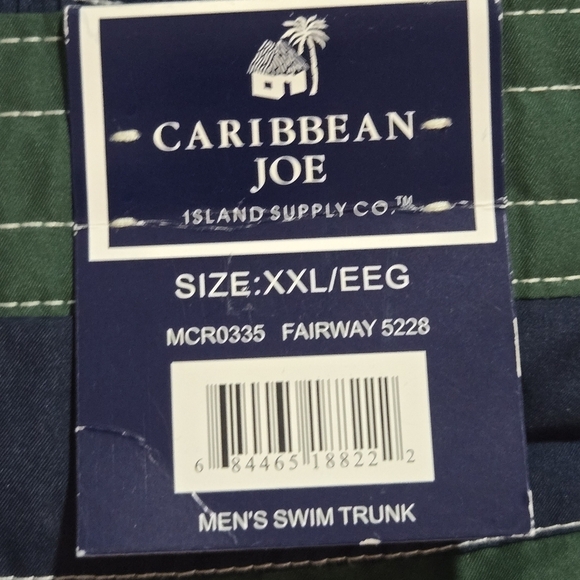Caribbean Joe Mens Fairway Green Navy Blue Board Swim Trunks Shorts Size XXL - Picture 9 of 9